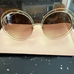 Chloe Gold Frame Sunglasses with Pink Case